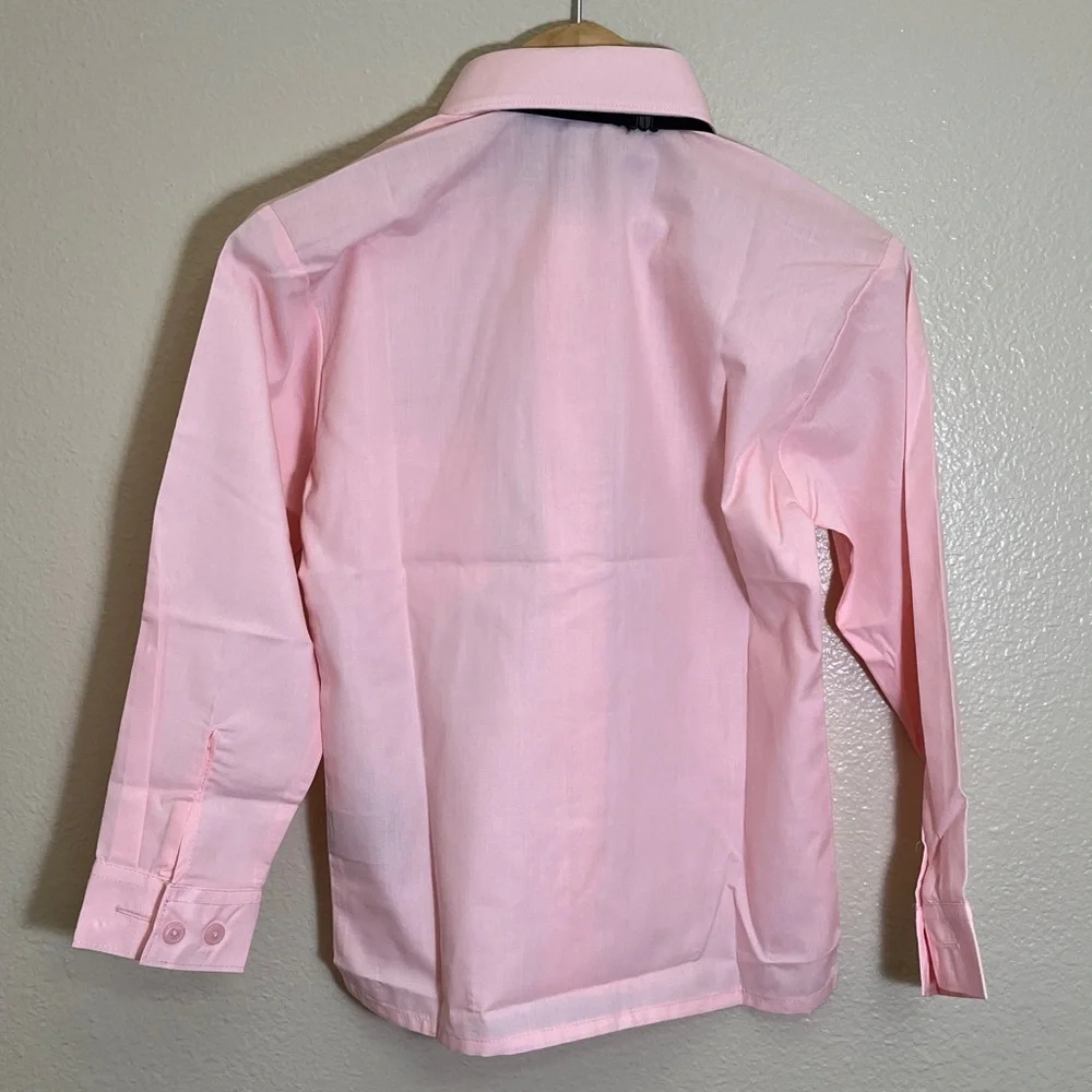 NWT Luca Gabriel Pink Button-Up Shirt with Striped Tie